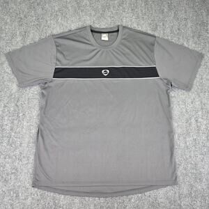 Nike Shirt Mens XL Gray Black Colorblock Center Swoosh Performance Tee Retro Y2K